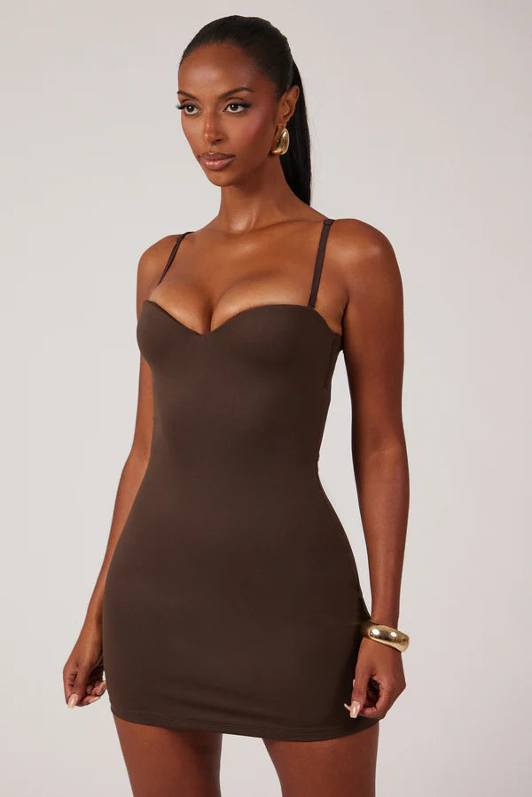 Brown Corset Cami Mini Dress