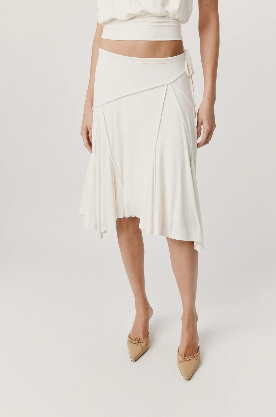 Ivory Halo Asymmetrical Midi Skirt – GlowEllevia