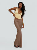Mocha Drift Satin Maxi Skirt