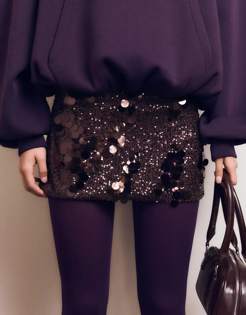 Cocoa Night Asym Sequin Top & Mini Skirt Set