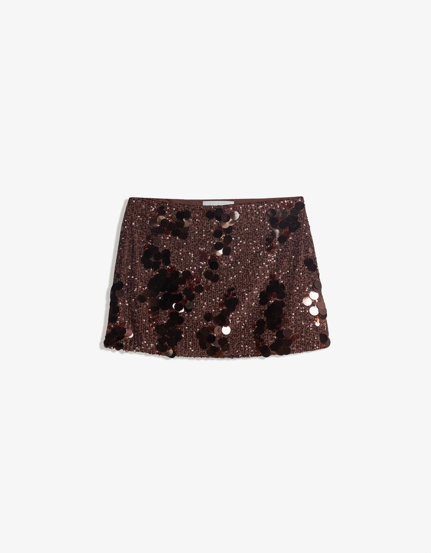 Cocoa Night Sequin Mini Skirt