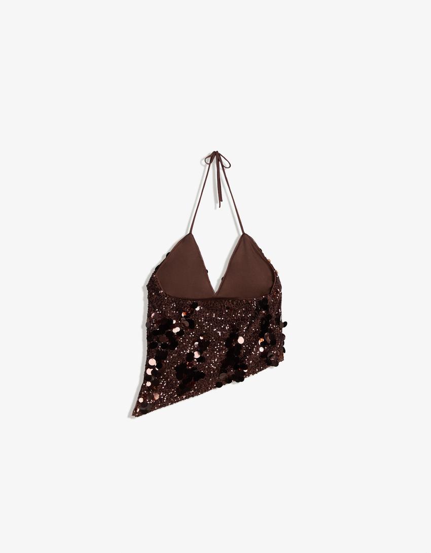 Cocoa Night Asym Sequin Top