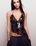 Cocoa Night Asym Sequin Top