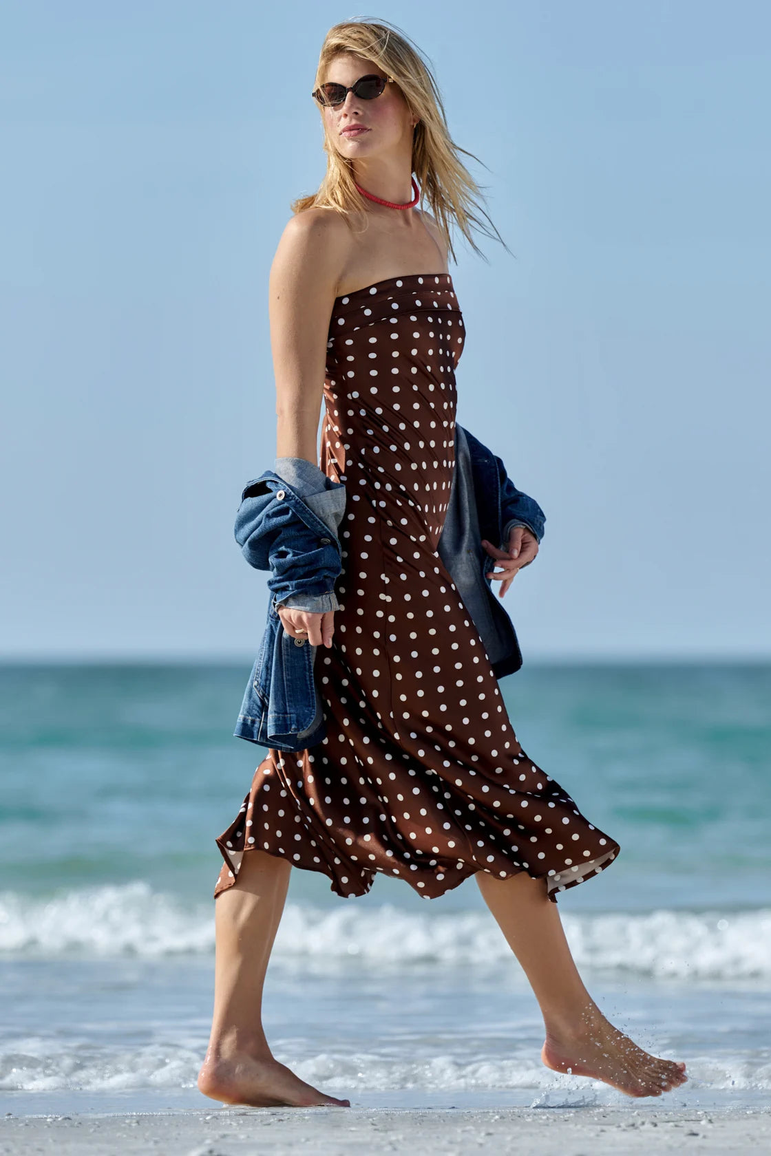 Mocha Polka Satin Gown