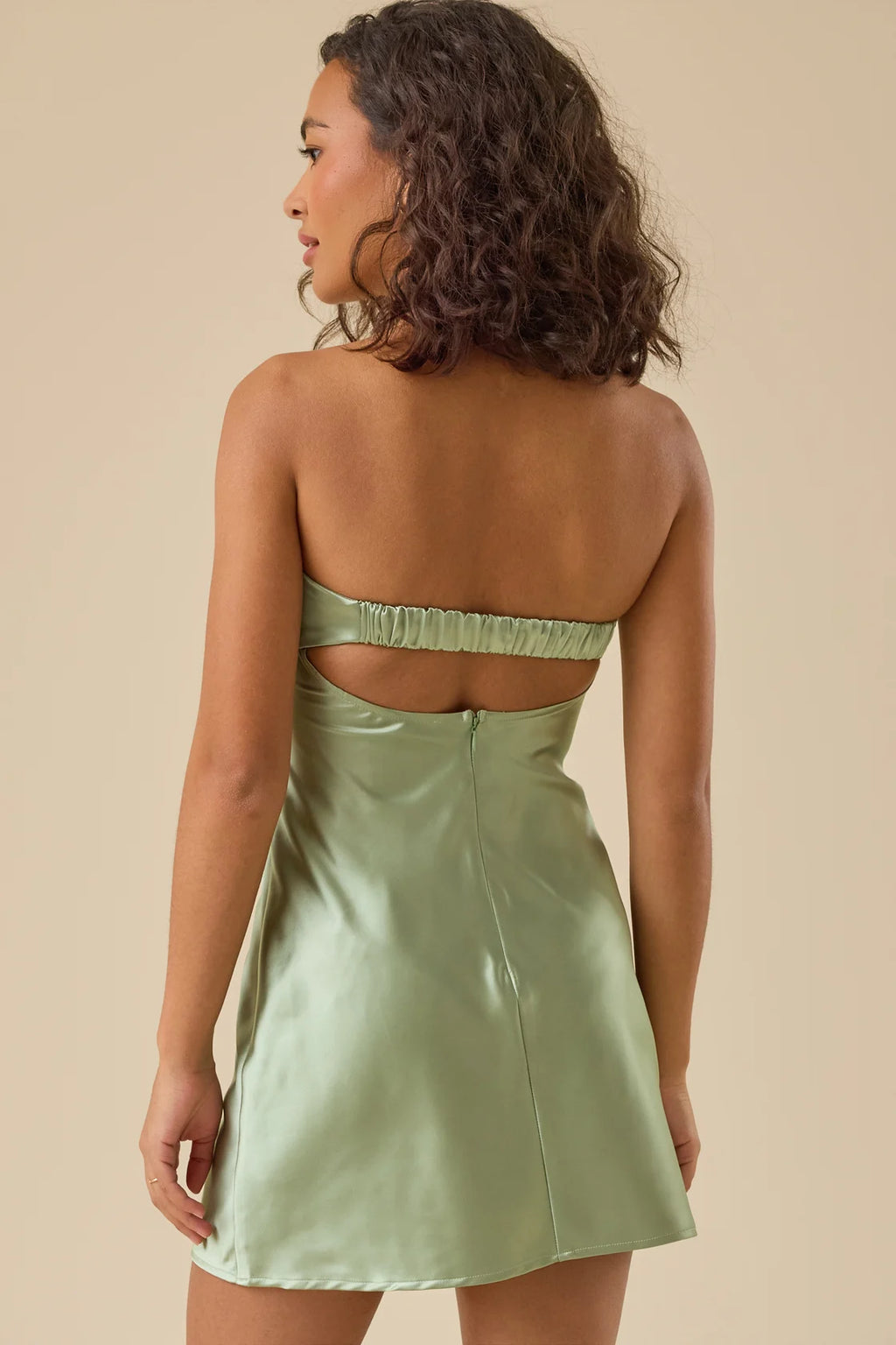 Sage Satin Grace Mini Dress
