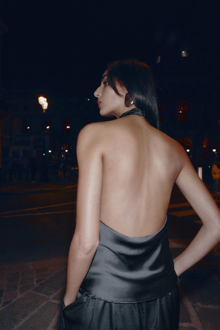 Silk Shadow Halter Crop Top