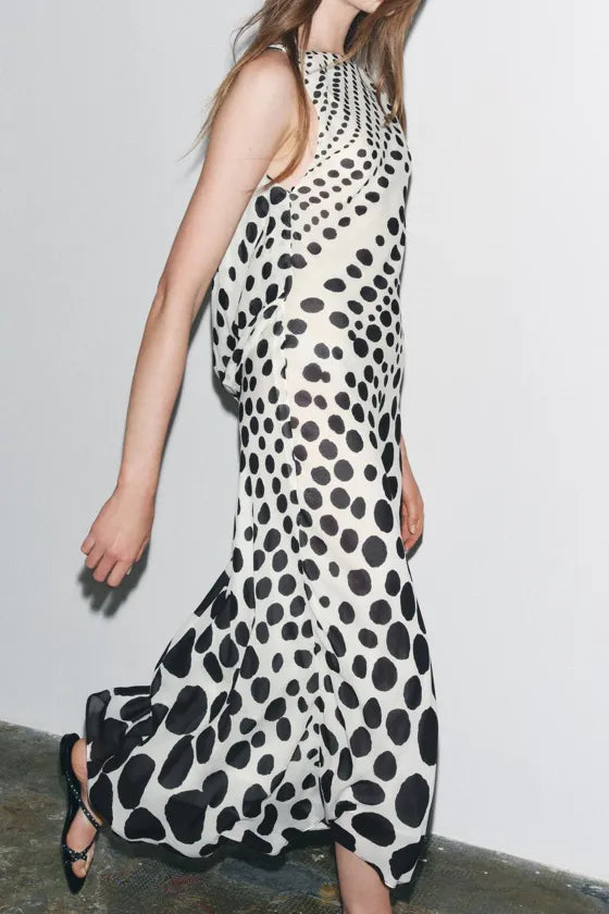 Dot Reverie Boatneck Gown