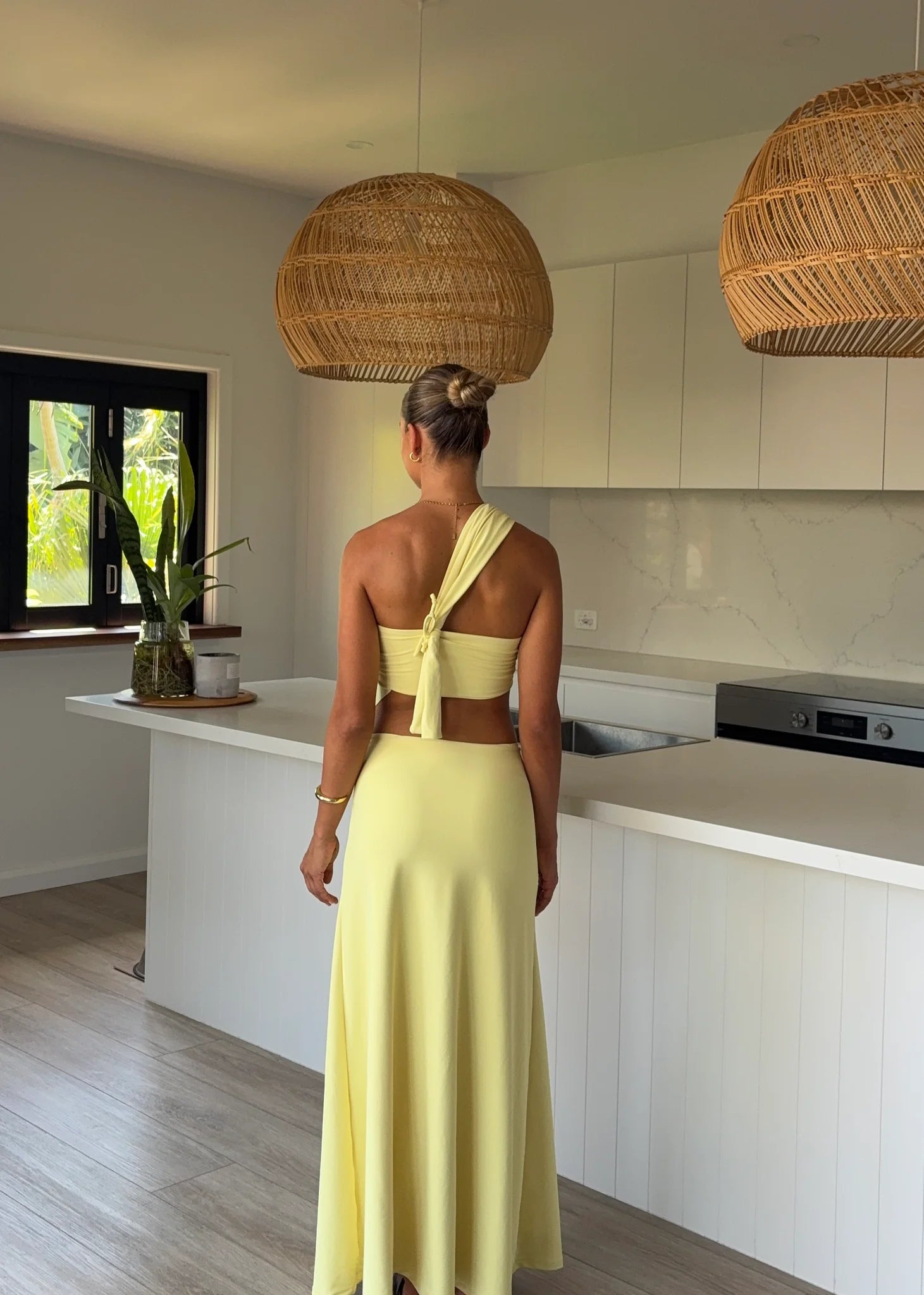 Yellow Flowy High-Waist Maxi Skirt