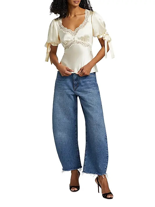 Champagne Lace Satin Top