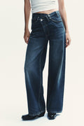 Vintage Wash Wide-Leg Denim Pants