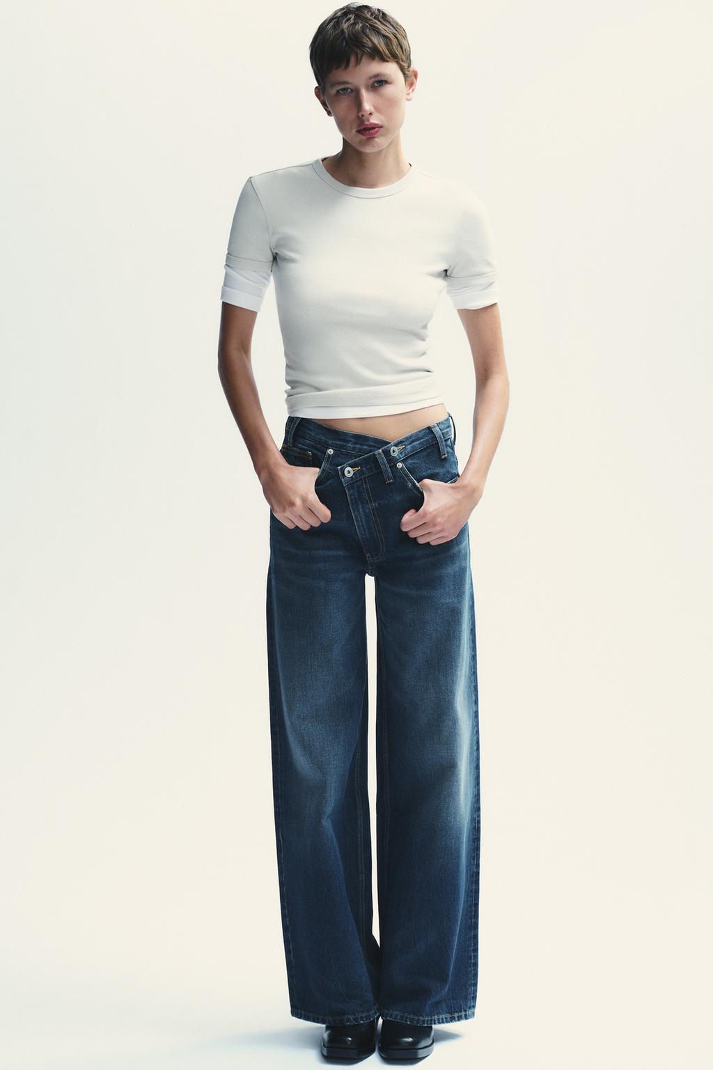 Vintage Wash Wide-Leg Denim Pants