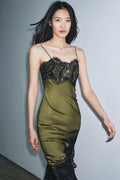 Olive Moon Lace Midi Dress
