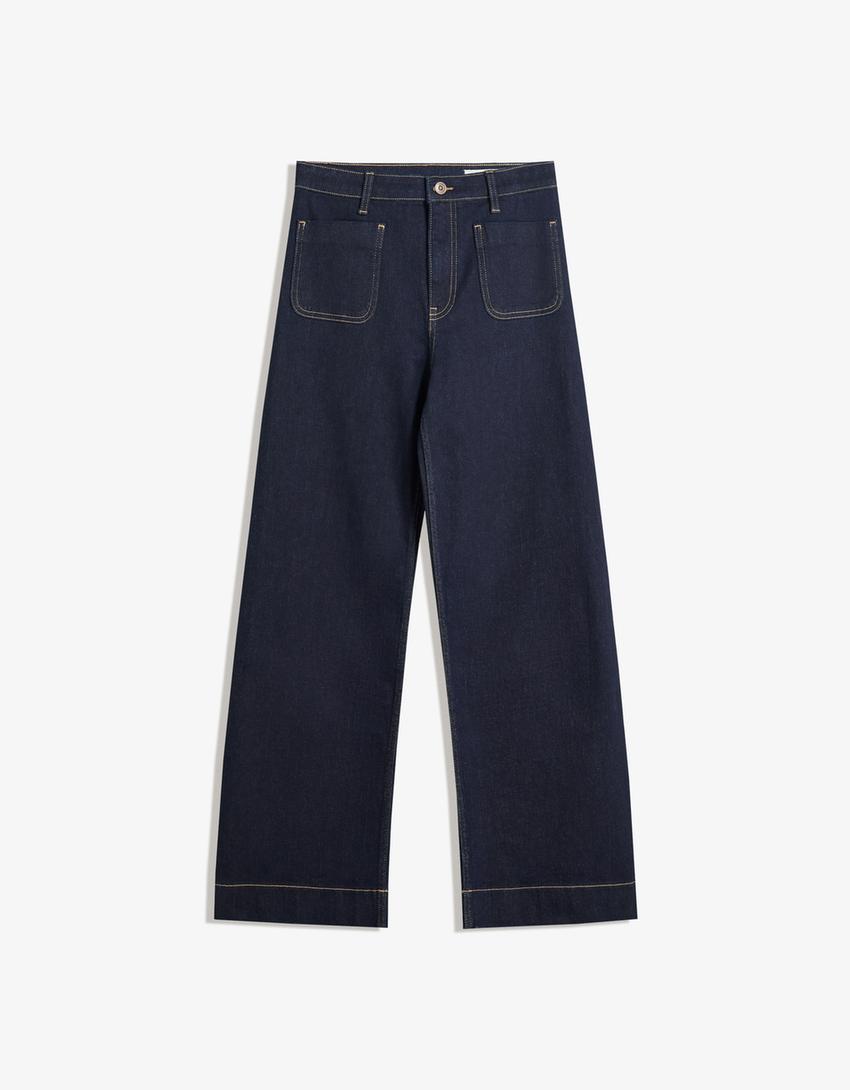 Indigo Ease Wide Flare Jeans