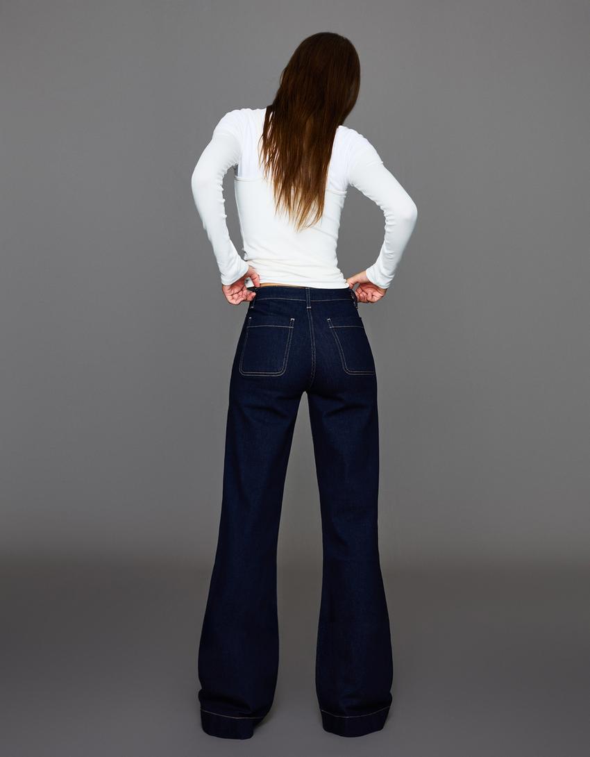 Indigo Ease Wide Flare Jeans