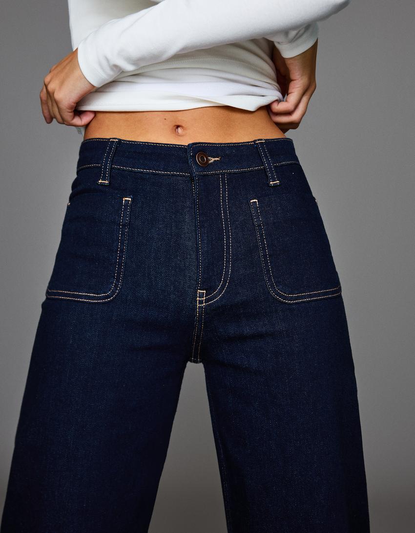 Indigo Ease Wide Flare Jeans