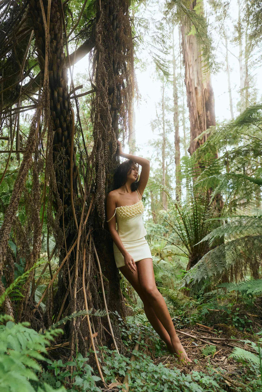 Cream Bodycon Mini Skirt