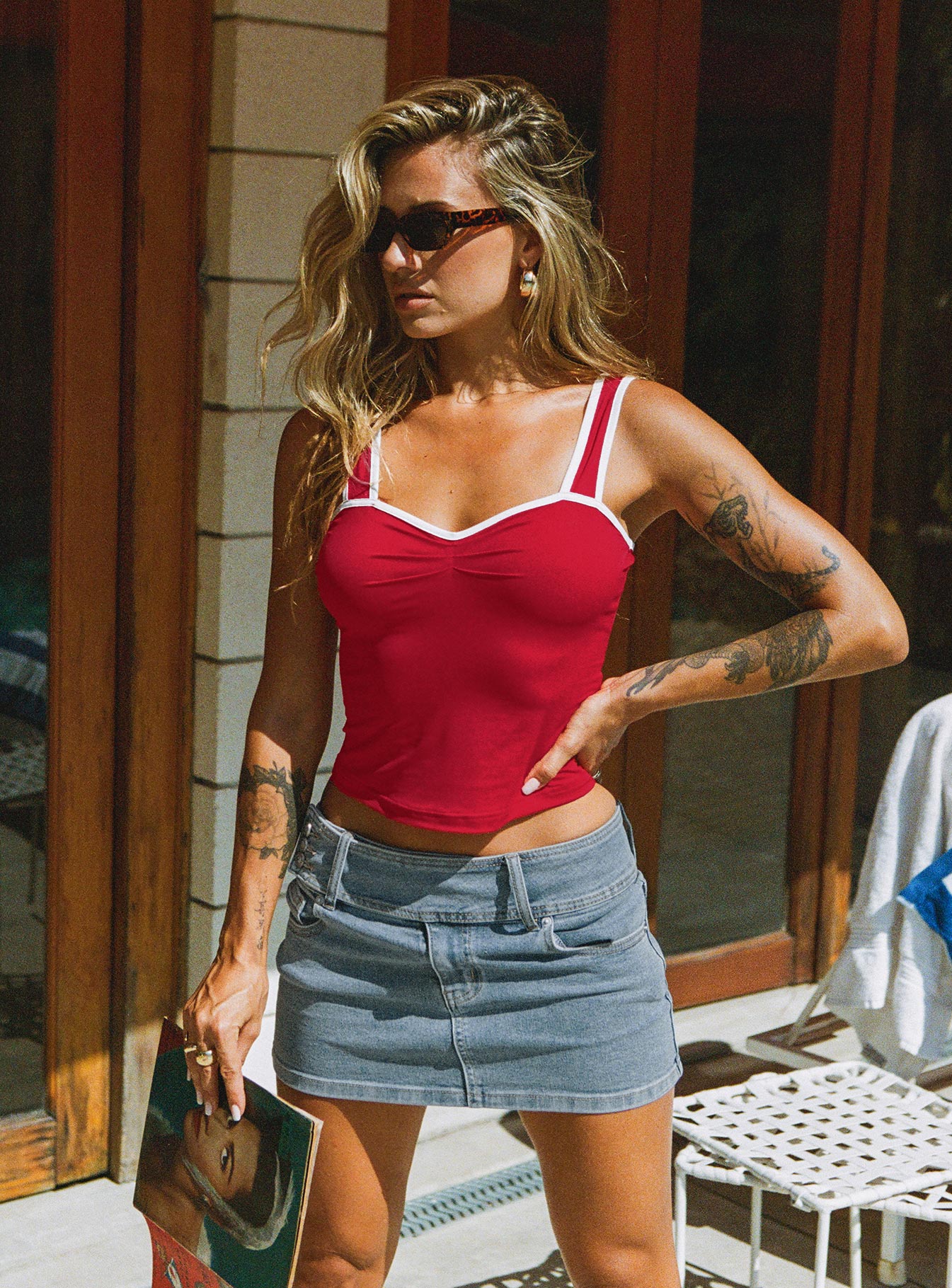 Washed Light Blue Denim Mini Skirt