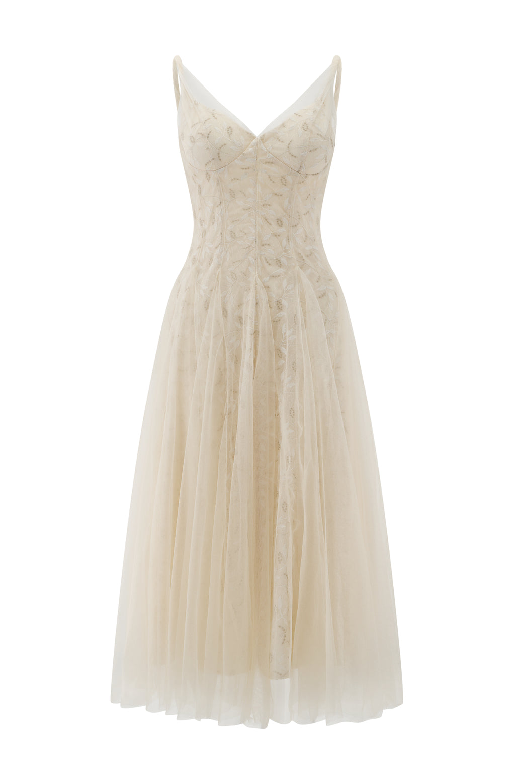 Atelier Leaf-Embroidered Corset Tulle Dress - Bridal Dream Series