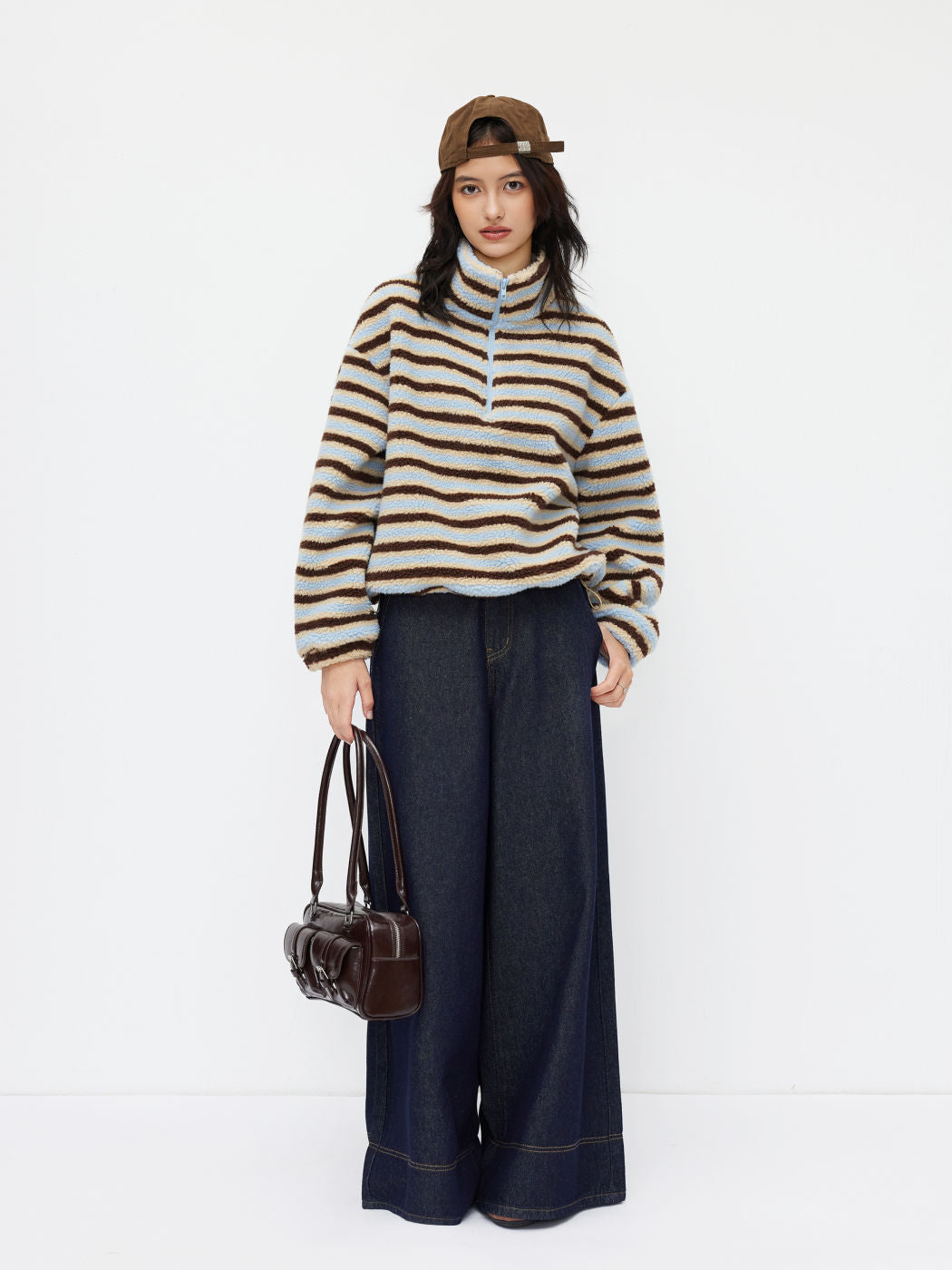 Multi-Color Stripe Sherpa Jacket