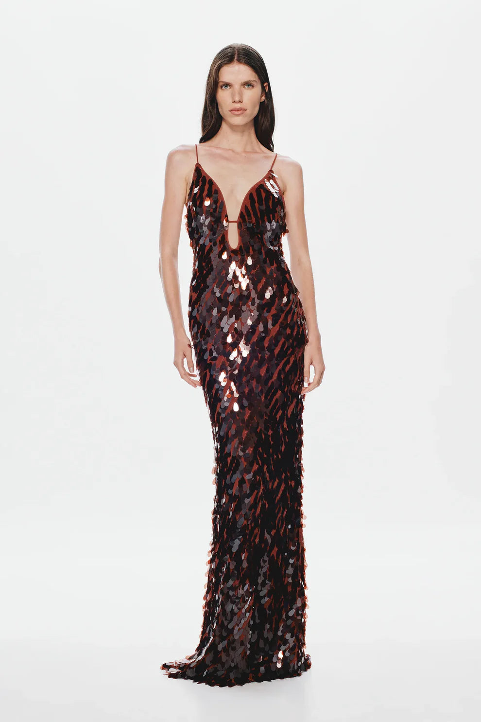 Brown Sequin Maxi Dress