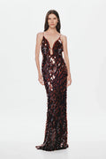 Brown Sequin Maxi Dress