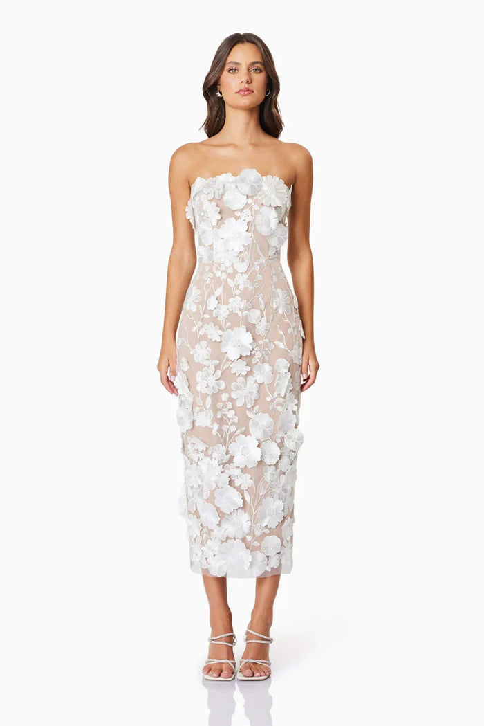 Ivory Garden Lace Midi Dress