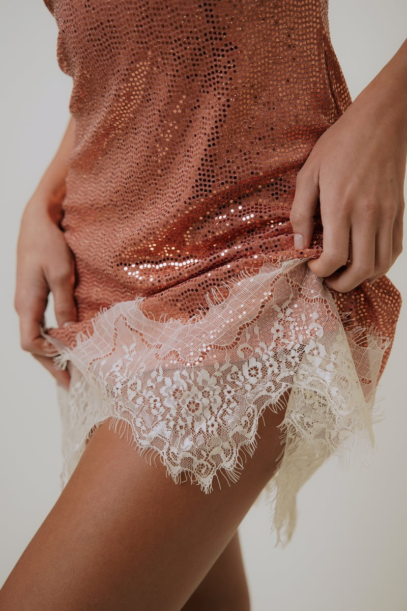 Rose Glimmer Mini Dress