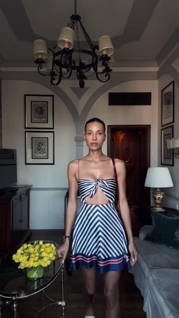 Striped Suspender Mini Dress