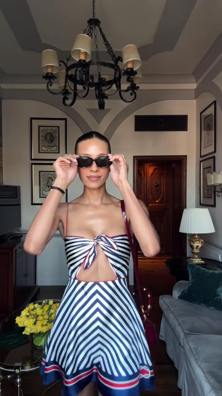 Striped Suspender Mini Dress