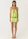 Sequin Embellished Halter Mini Dress - Green