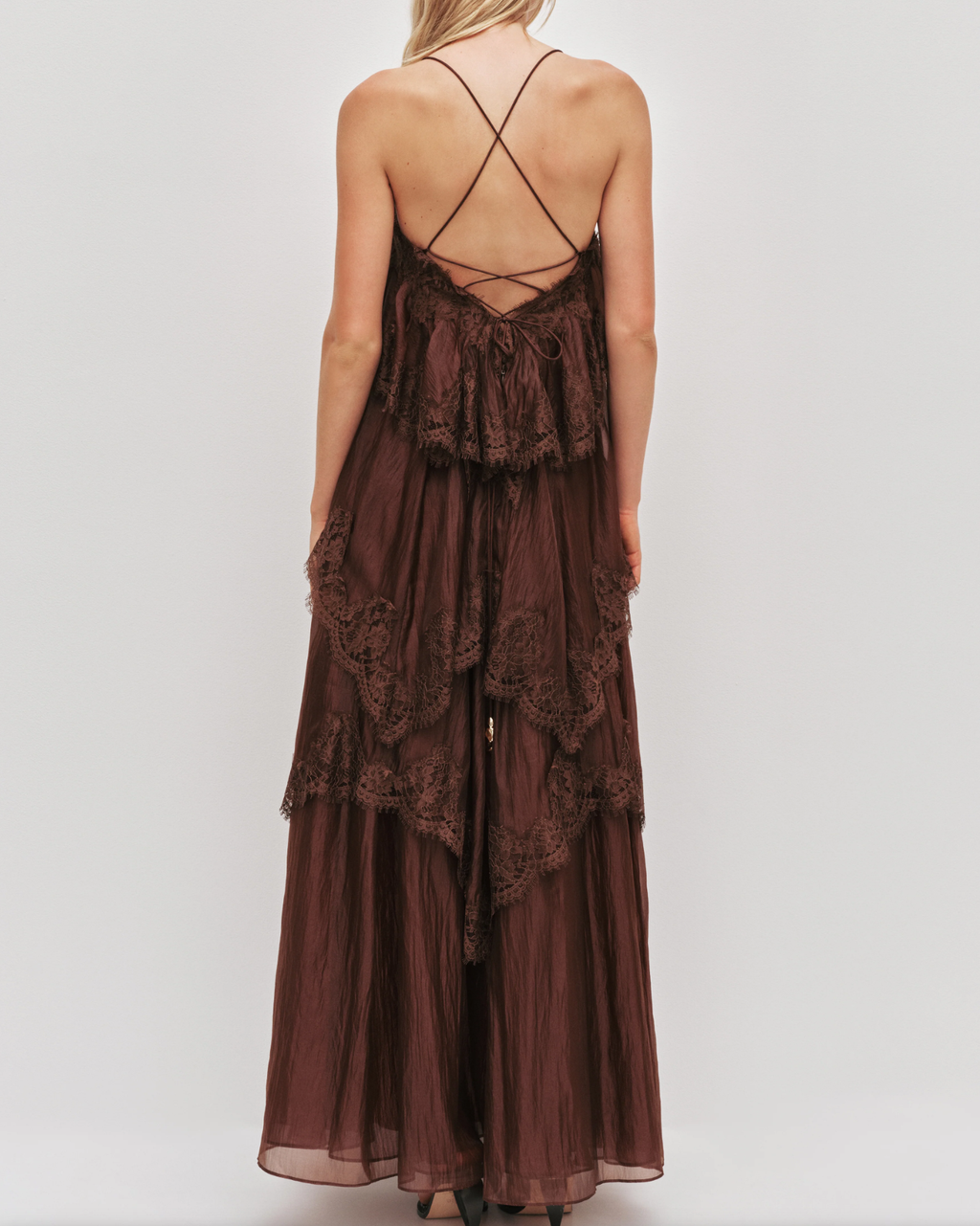 Veloura Lace Tiered Maxi Dress
