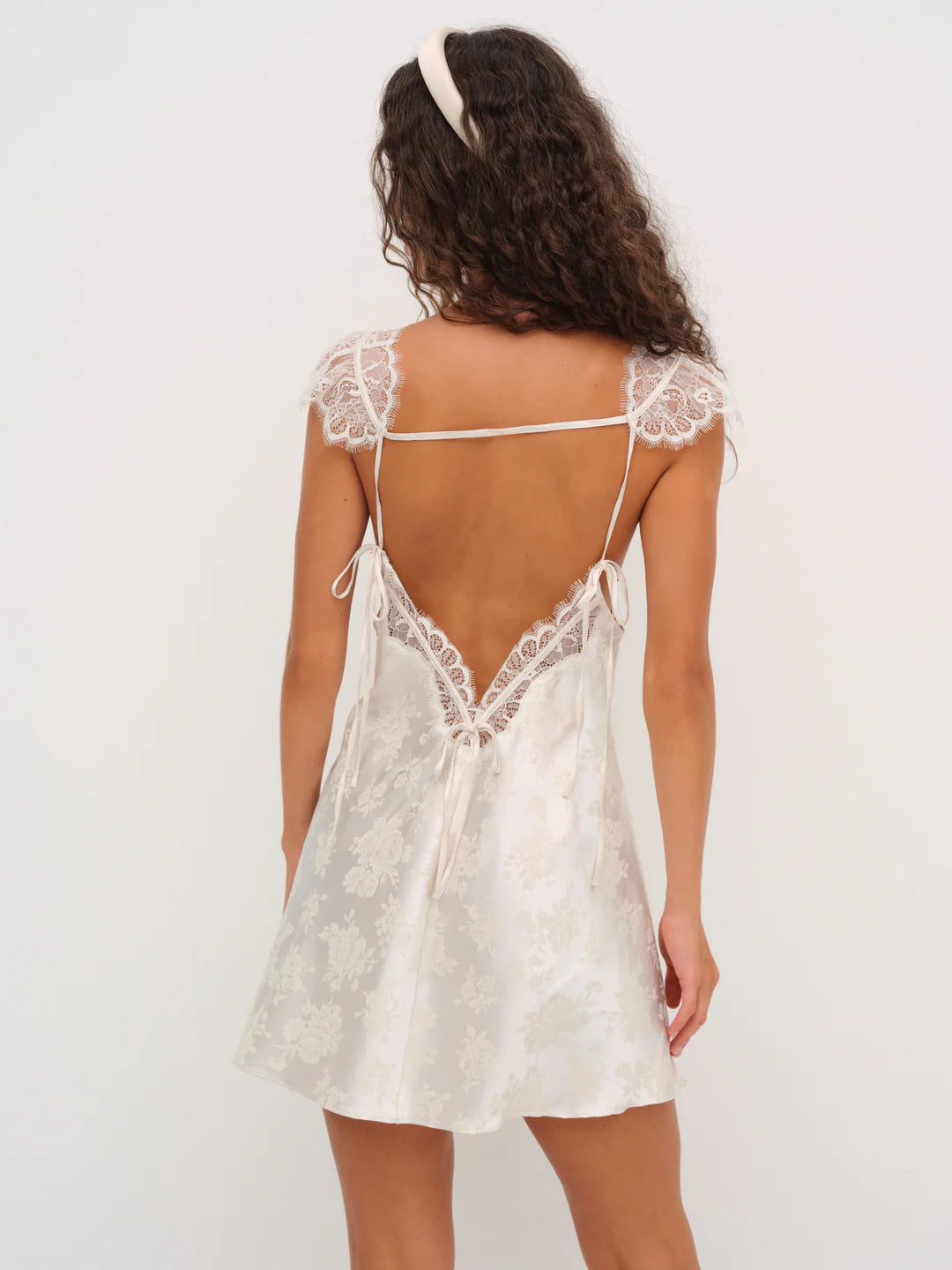 Ivory Lace Open Back Mini Dress