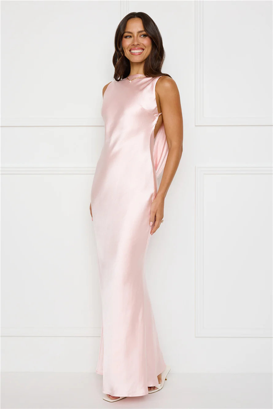 Blush Satin Siren Maxi Dress