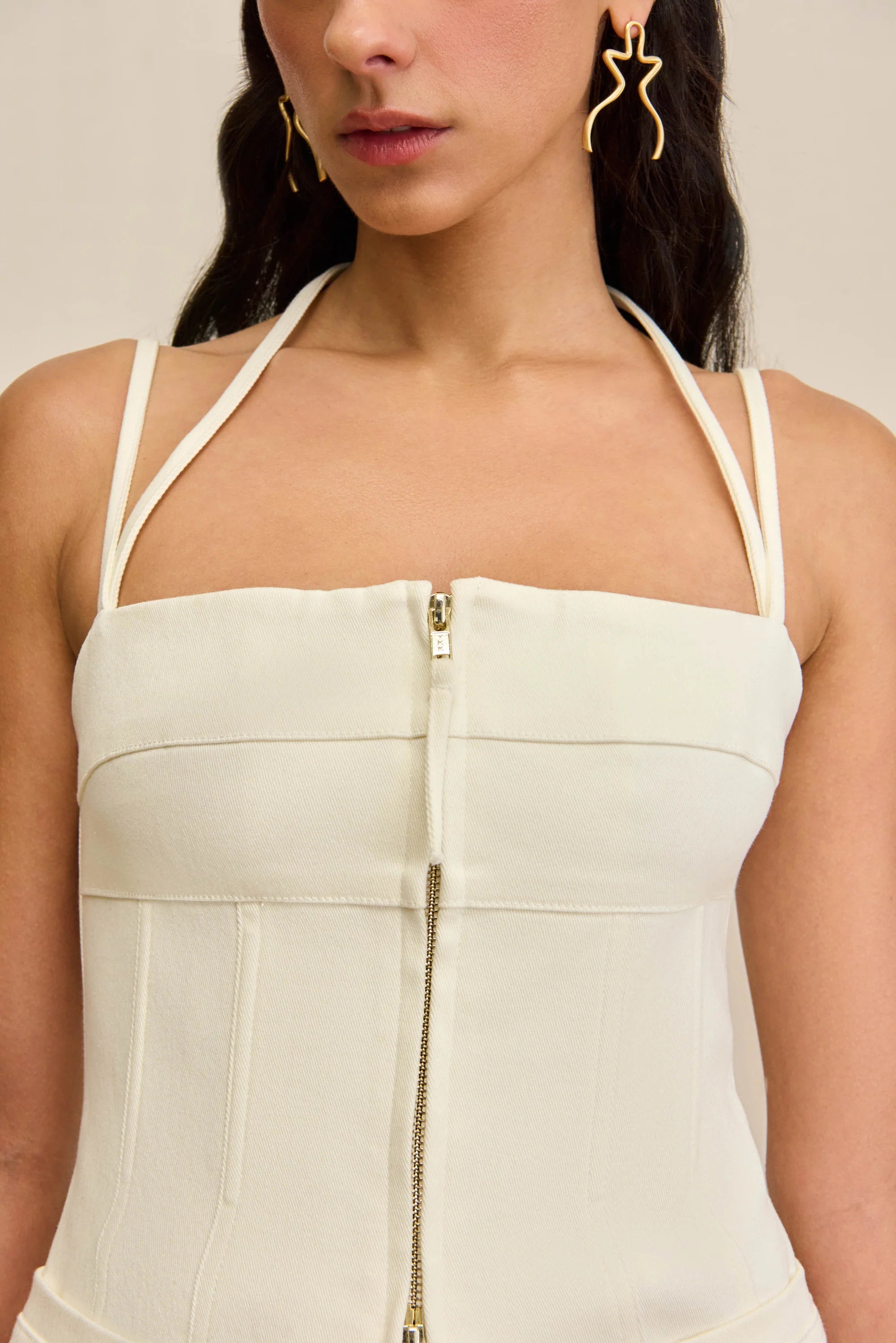 Ivory Edge Halter Zip Top