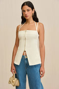 Ivory Edge Halter Zip Top