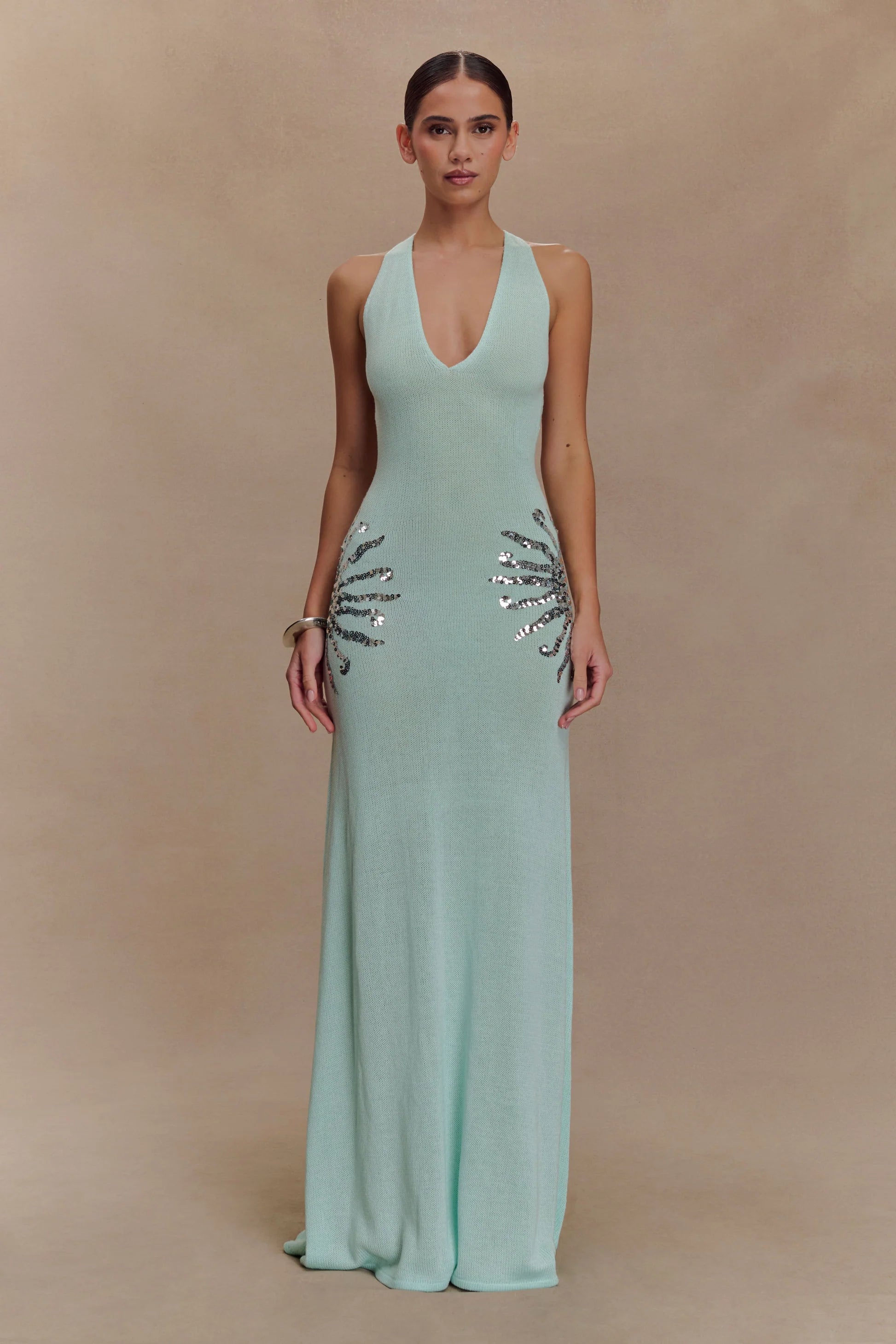 Azure Bloom Knit Gown
