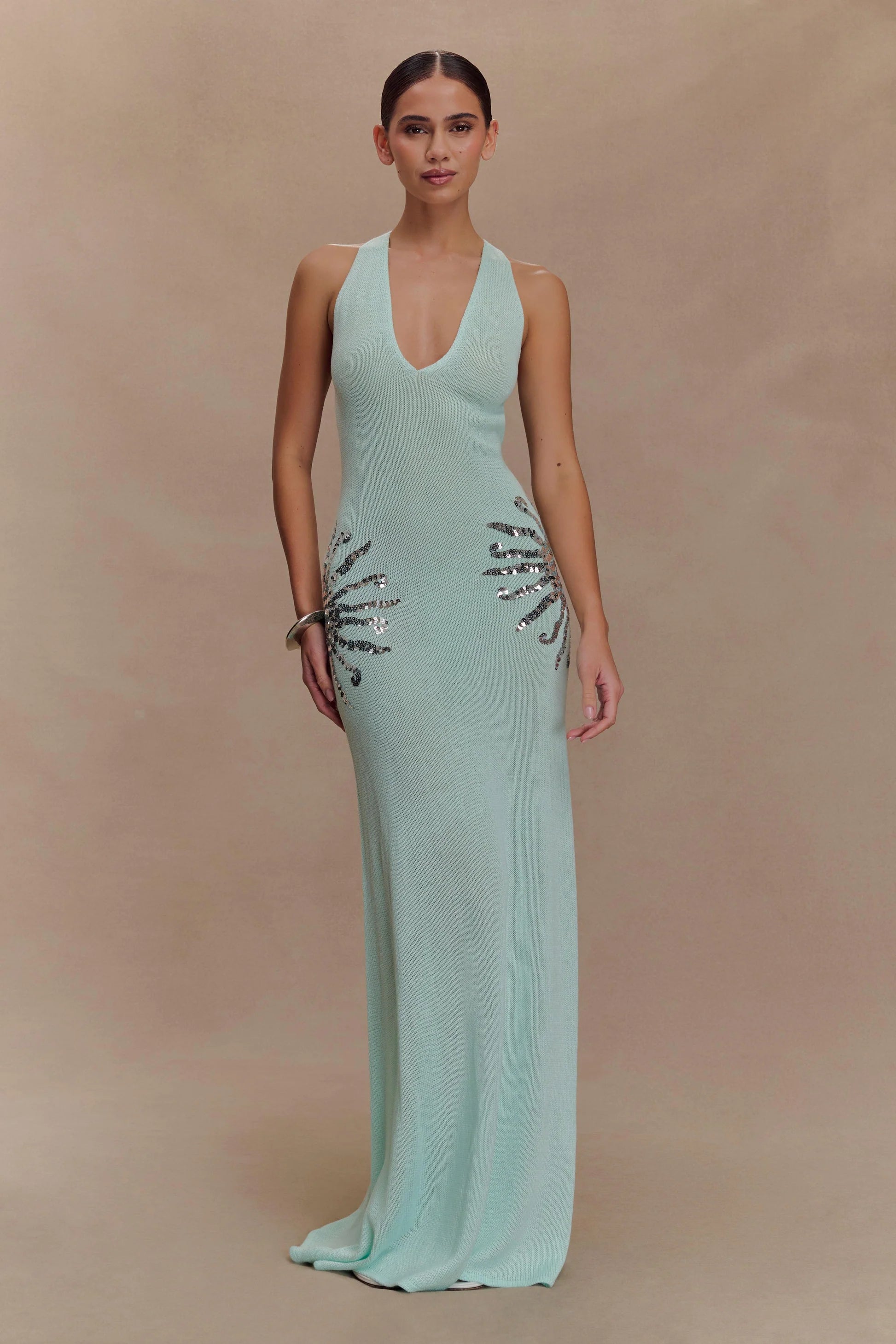 Azure Bloom Knit Gown