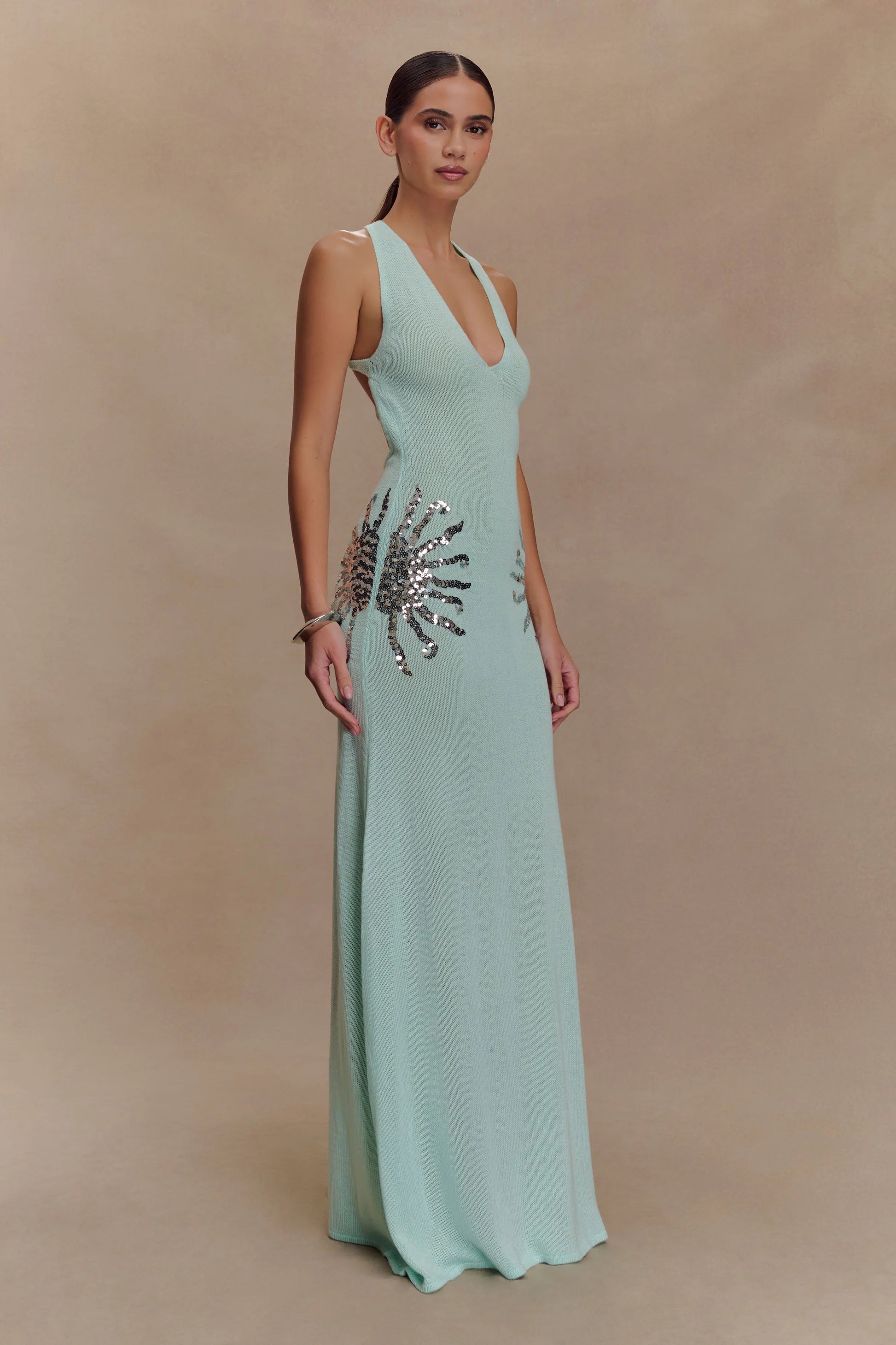 Azure Bloom Knit Gown