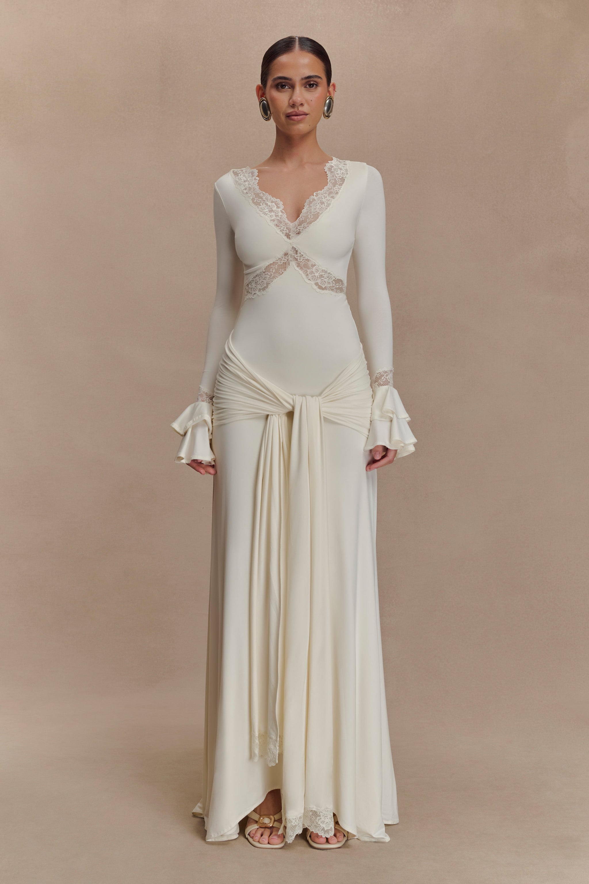 Slinky Lace Maxi Dress - Ivory