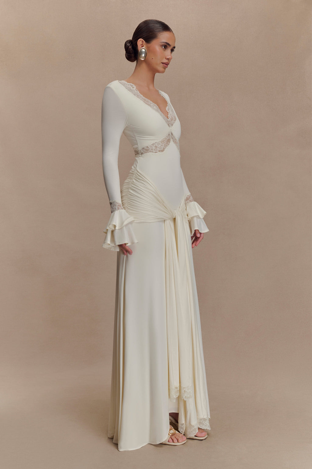 Slinky Lace Maxi Dress - Ivory