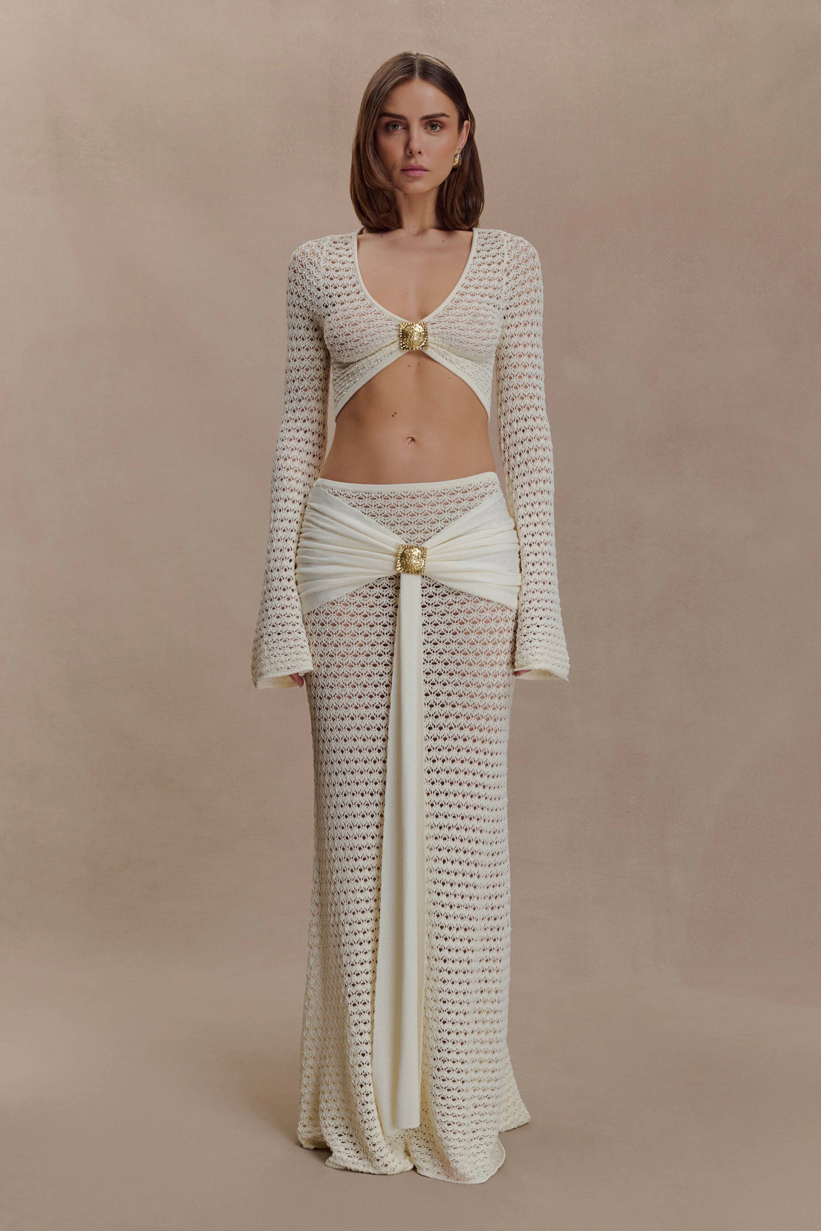Ivory Mesh Whisper Cropped Top