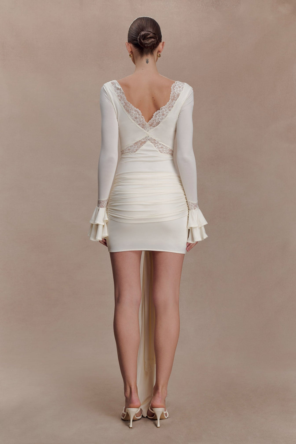 Slinky Lace Mini Dress - Ivory