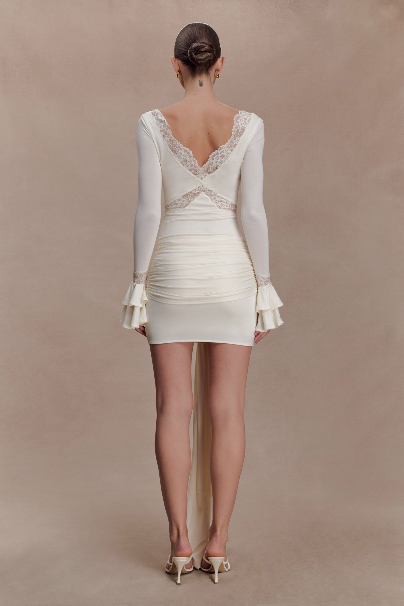 Slinky Lace Mini Dress - Ivory