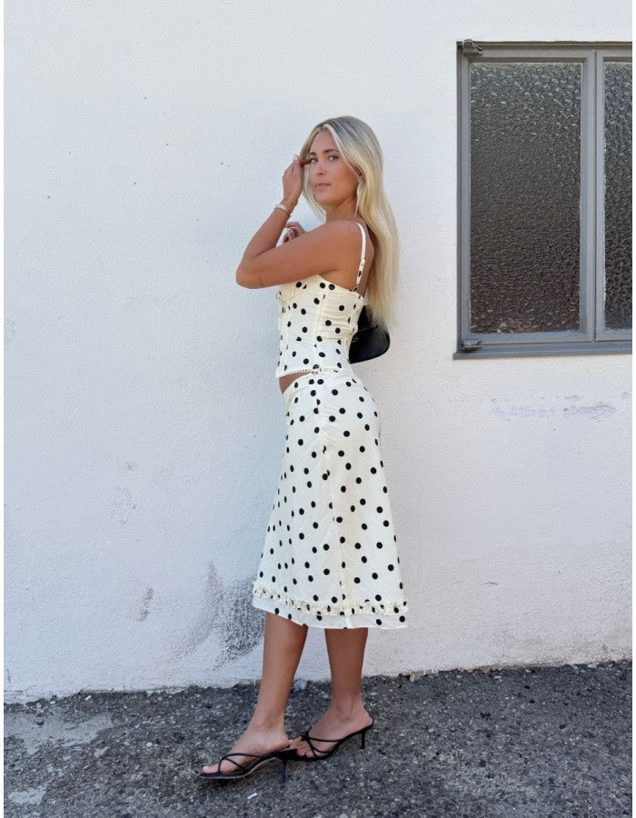 Vintage Muse Polka Midi Skirt