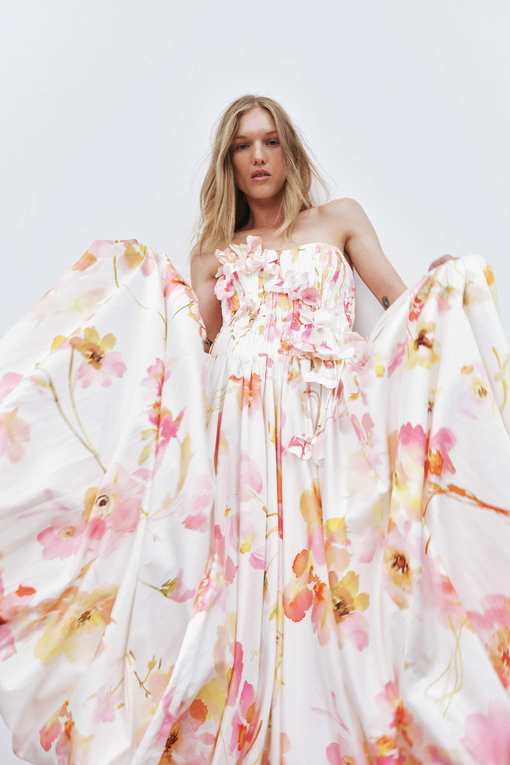 Golden Garden Strapless Gown