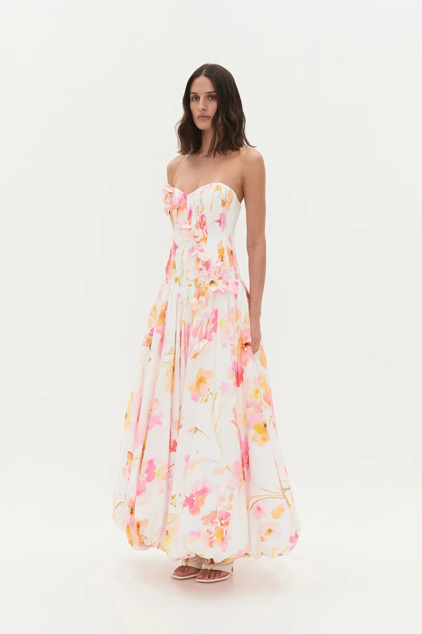 Golden Garden Strapless Gown