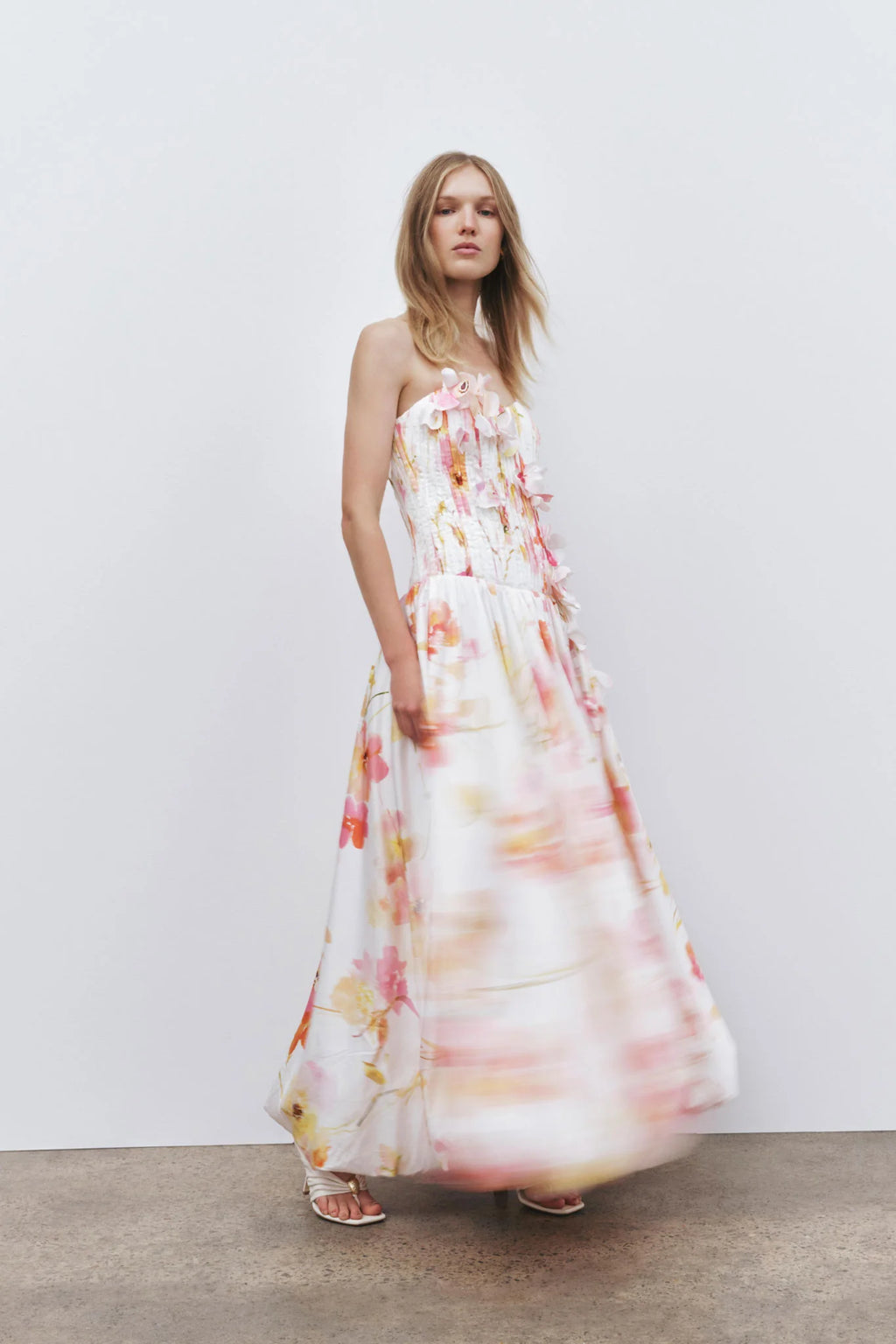 Golden Garden Strapless Gown