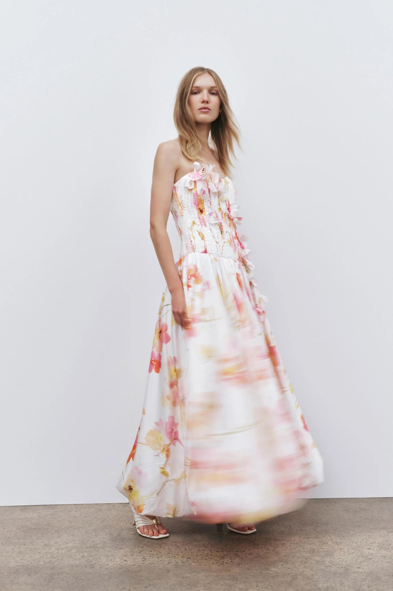 Golden Garden Strapless Gown