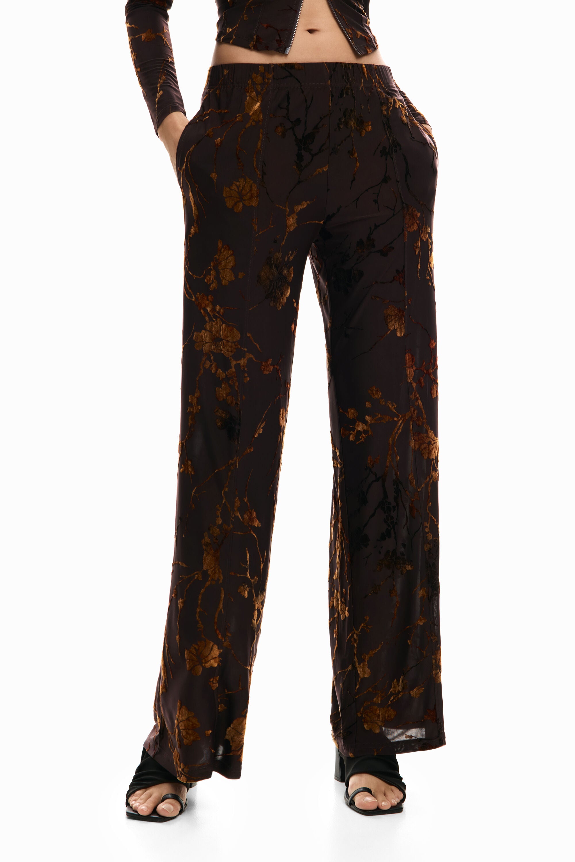 Cocoa Bloom Wide-Leg Trousers