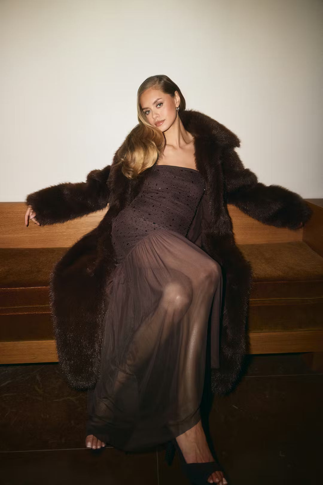 Amber Veil Strapless Gown